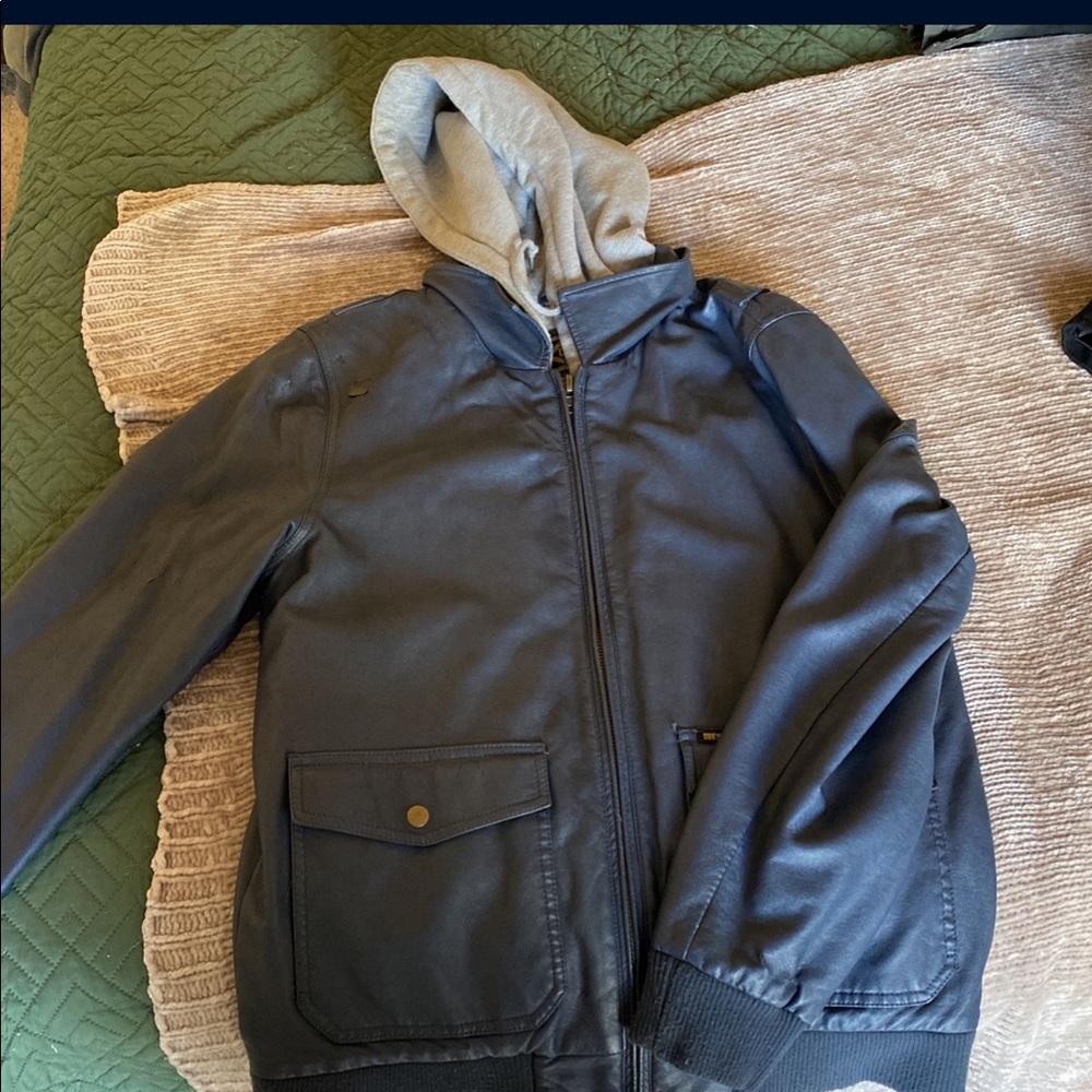 Blue Leather OBEY Jacket